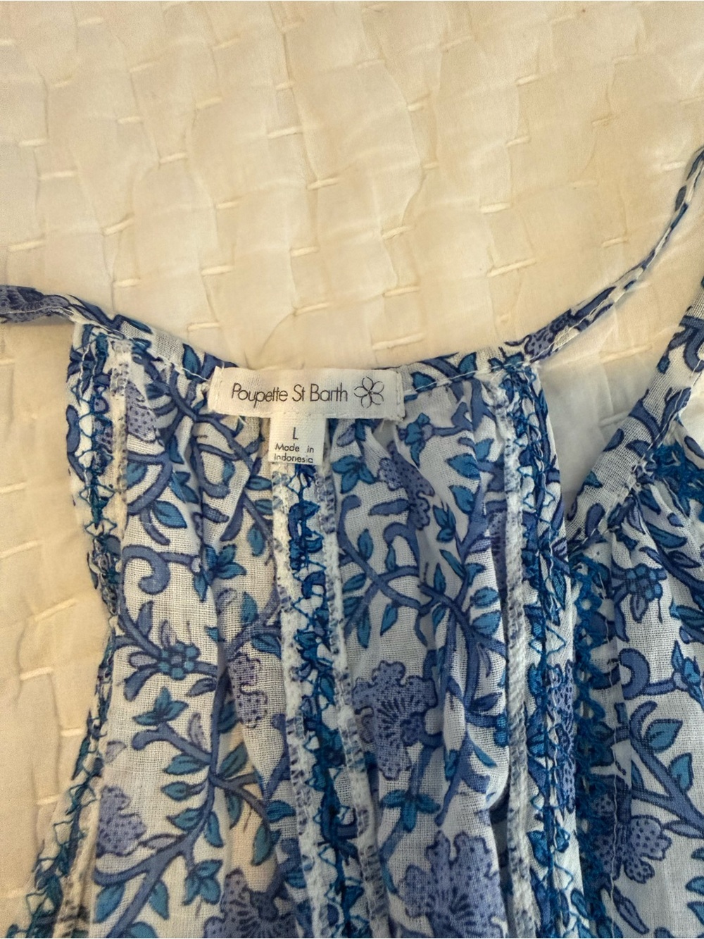 Poupette St Barth Blue and White Floral Swim Dress